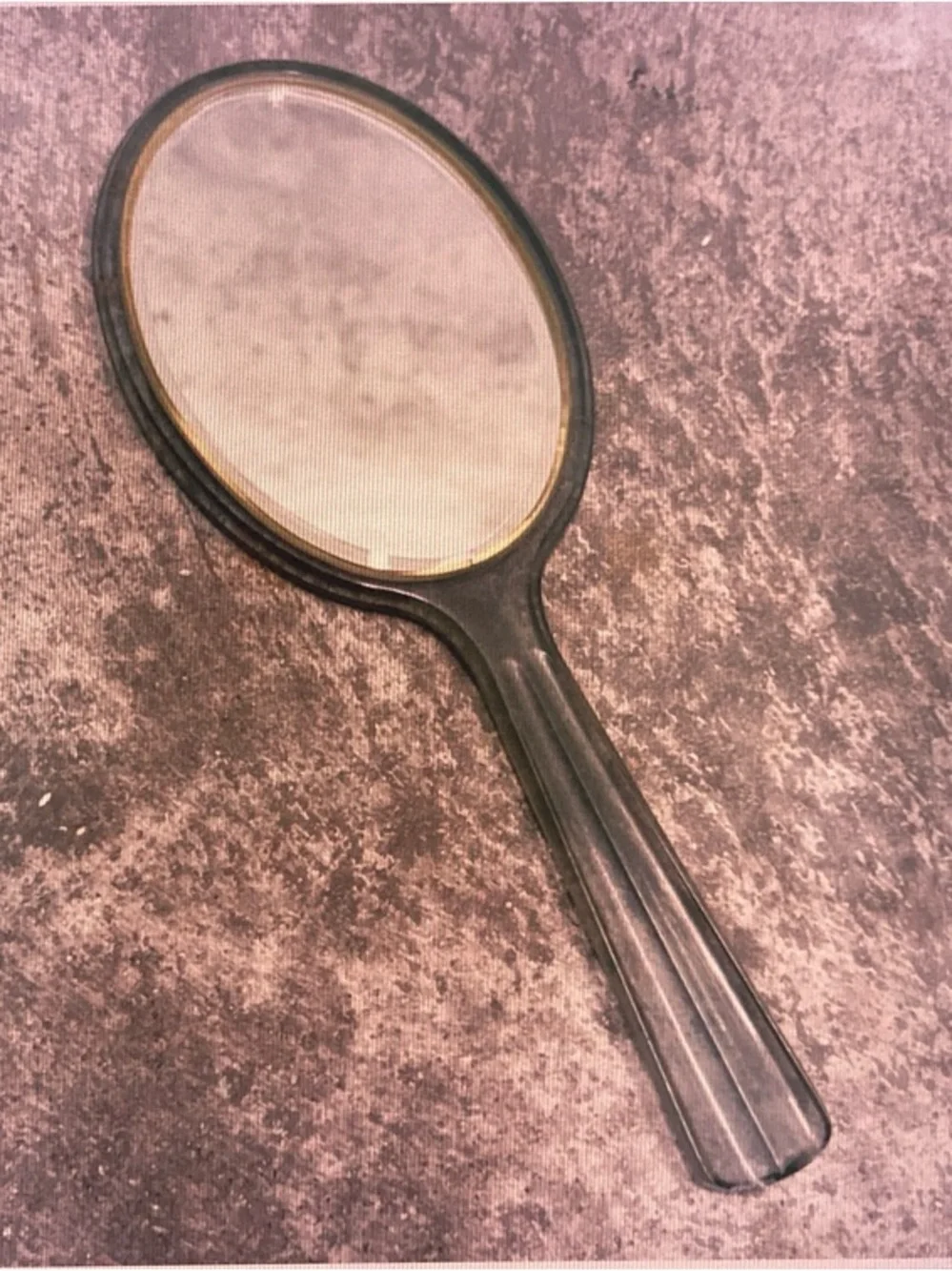 Classic Black Hand Mirror with Gold Accent